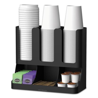 Flume Six-Section Upright Coffee Condiment/Cup Organizer, 11.5 x 6.5 x 15, Black1