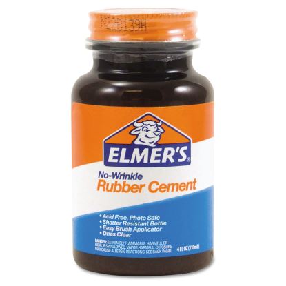 Rubber Cement with Brush Applicator, 4 oz, Dries Clear1
