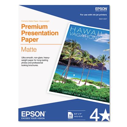 Premium Matte Presentation Paper, 9 mil, 8.5 x 11, Matte Bright White, 50/Pack1