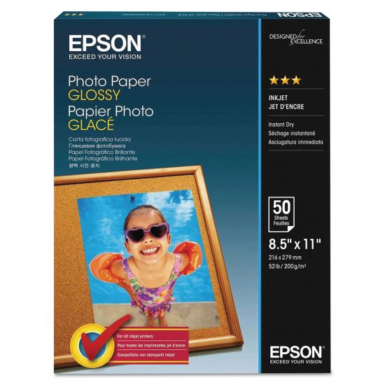 Glossy Photo Paper, 9.4 mil, 8.5 x 11, Glossy White, 100/Pack1