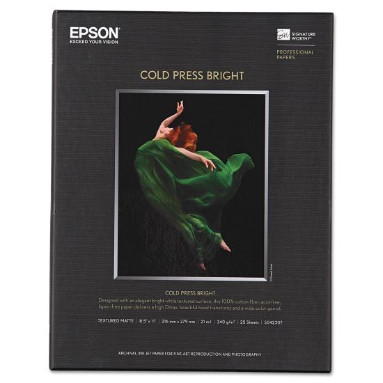 Cold Press Bright Fine Art Paper, 21mil, 8.5 x 11, Textured Matte White, 25/Pack1