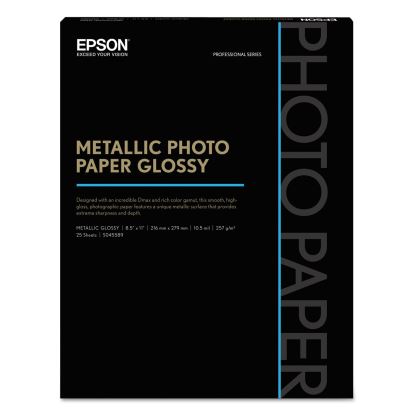 Professional Media Metallic Gloss Photo Paper, 10.5 mil, 8.5 x 11, White, 25/Pack1