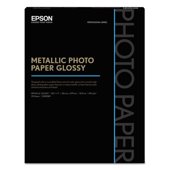 Professional Media Metallic Gloss Photo Paper, 10.5 mil, 8.5 x 11, White, 25/Pack1