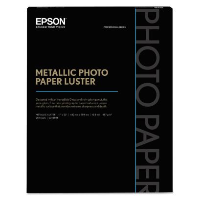 Professional Media Metallic Gloss Photo Paper, 10.5 mil, 17 x 22, White, 25/Pack1