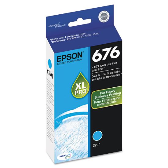 T676XL220-S (676XL) High-Yield Ink, 2,400 Page-Yield, Cyan1