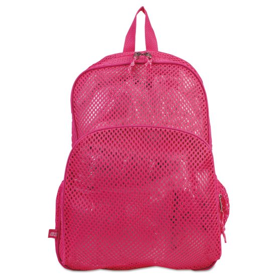 Mesh Backpack, Fits Devices Up to 17", Polyester, 12 x 5 x 18, Clear/English Rose1