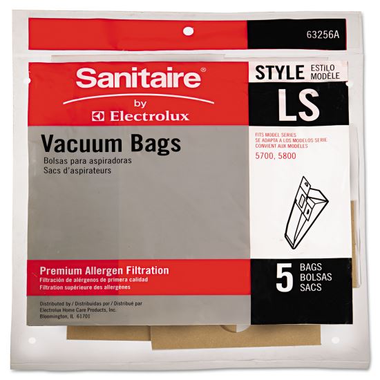 Commercial Upright Vacuum Cleaner Replacement Bags, Style LS, 5/Pack, 10 PK/CT1