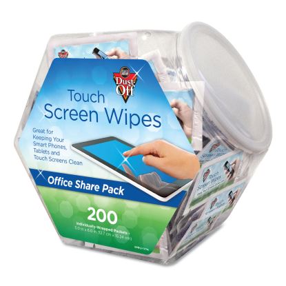 Touch Screen Wipes, 5 x 6, 200 Individual Foil Packets1