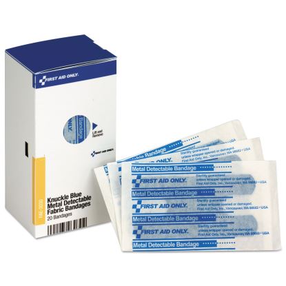 SmartCompliance Blue Metal Detectable Bandages, Knuckle, 1 x 3, 20/Box1