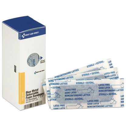 Metal Detectable Adhesive Bandages, Foam, Blue, 1 x 3, 25/Box1