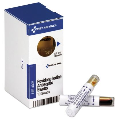 Povidone Iodine First Aid Antiseptic Swabs, 0.01 oz, 10/Box1