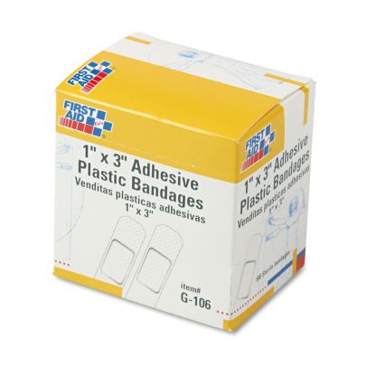 Plastic Adhesive Bandages, 1 x 3, 100/Box1