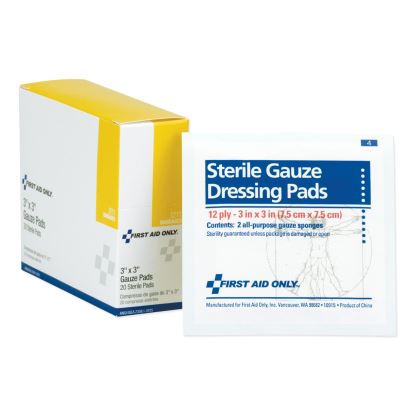 Gauze Dressing Pads, Sterile, 3 x 3, 10 Dual-Pads/Box1