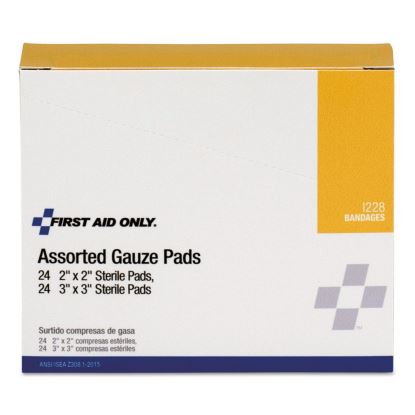 Gauze Pads, Sterile, Assorted, 2 x 2; 3 x 3, 48/Box1