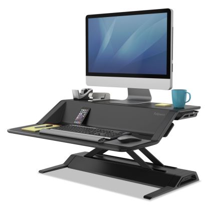 Lotus Sit-Stands Workstation, 32.75" x 24.25" x 5.5" to 22.5", Black1