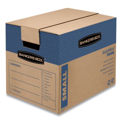 SmoothMove Prime Moving/Storage Boxes, Small, Regular Slotted Container (RSC), 16" x 12" x 12", Brown Kraft/Blue, 10/Carton1