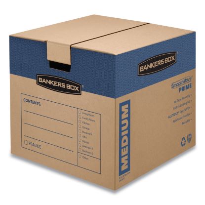 SmoothMove Prime Moving/Storage Boxes, Medium, Regular Slotted Container (RSC), 18" x 18" x 16", Brown Kraft/Blue, 8/Carton1