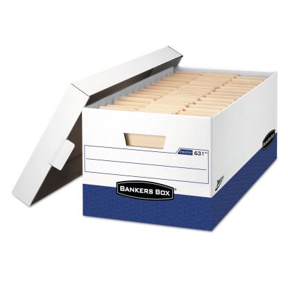 PRESTO Heavy-Duty Storage Boxes, Letter Files, 13" x 25.38" x 10.5", White/Blue, 12/Carton1