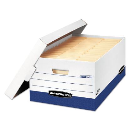 PRESTO Heavy-Duty Storage Boxes, Legal Files, 16" x 10.38", White/Blue, 12/Carton1
