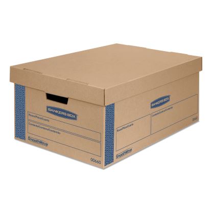 SmoothMove Prime Moving and Storage Boxes, Large, Half Slotted Container (HSC), 24" x 15" x 10", Brown Kraft/Blue, 8/Carton1