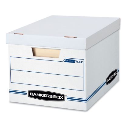 STOR/FILE Basic-Duty Storage Boxes, Letter/Legal Files, 12.5" x 16.25" x 10.5", White/Blue, 4/Carton1