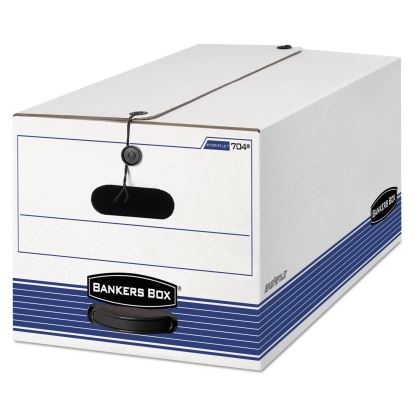 STOR/FILE Medium-Duty Strength Storage Boxes, Letter Files, 12.25" x 24.13" x 10.75", White/Blue, 4/Carton1