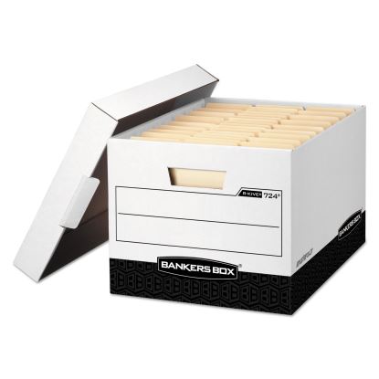 R-KIVE Heavy-Duty Storage Boxes, Letter/Legal Files, 12.75" x 16.5" x 10.38", White/Black, 12/Carton1