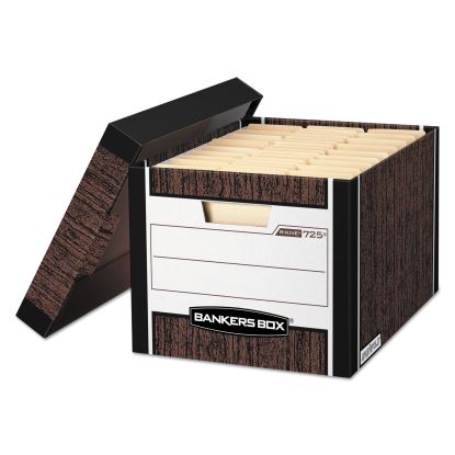 R-KIVE Heavy-Duty Storage Boxes, Letter/Legal Files, 12.75" x 16.5" x 10.38", Woodgrain, 4/Carton1