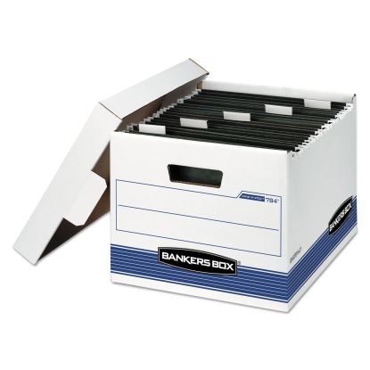HANG'N'STOR Medium-Duty Storage Boxes, Letter Files, 12.63" x 15.63" x 10", White/Blue, 4/Carton1
