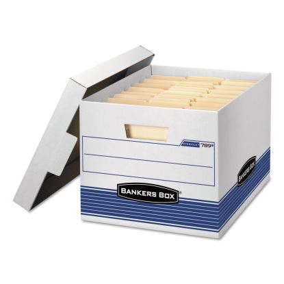 STOR/FILE Medium-Duty Letter/Legal Storage Boxes, Letter/Legal Files, 12.75" x 16.5" x 10.5", White/Blue, 4/Carton1