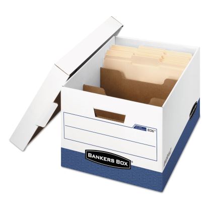 R-KIVE Heavy-Duty Storage Boxes with Dividers, Letter/Legal Files, 12.75" x 16.5" x 10.38", White/Blue, 12/Carton1