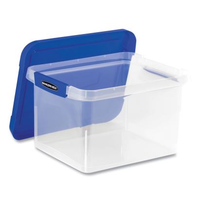 Heavy Duty Plastic File Storage, Letter/Legal Files, 14" x 17.38" x 10.5", Clear/Blue, 2/Pack1