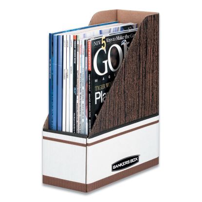 Corrugated Cardboard Magazine File, 4 x 9 x 11.5, Wood Grain, 12/Carton1