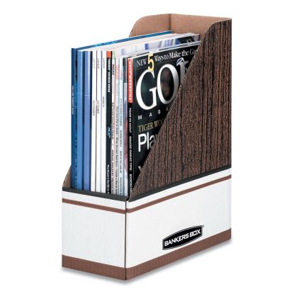 Corrugated Cardboard Magazine File, 4 x 11 x 12.25, Wood Grain, 12/Carton1