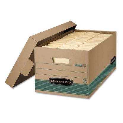 STOR/FILE Medium-Duty 100% Recycled Storage Boxes, Letter Files, 12.88" x 25.38" x 10.25", Kraft/Green, 12/Carton1