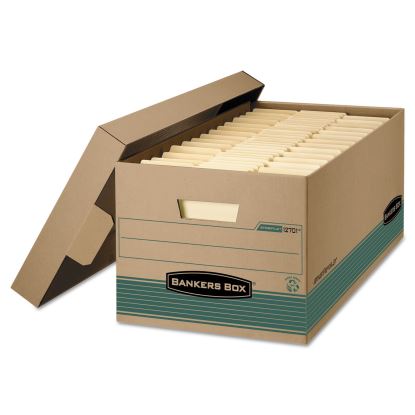 STOR/FILE Medium-Duty 100% Recycled Storage Boxes, Legal Files, 15.88" x 25.38" x 10.25", Kraft/Green, 12/Carton1
