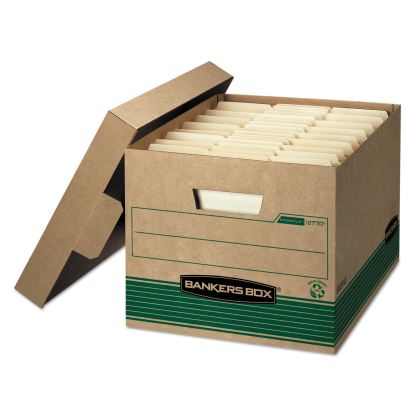 STOR/FILE Medium-Duty 100% Recycled Storage Boxes, Letter/Legal Files, 12.5" x 16.25" x 10.25", Kraft/Green, 12/Carton1