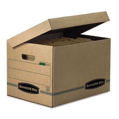 SYSTEMATIC Basic-Duty Attached Lid Storage Boxes, Letter/Legal Files, Kraft/Green, 12/Carton1