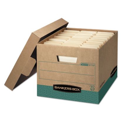 R-KIVE Heavy-Duty Storage Boxes, Letter/Legal Files, 12.75" x 16.5" x 10.38", Kraft/Green, 12/Carton1