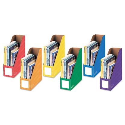 Extra-Wide Cardboard Magazine File, 4.25 x 11.38 x 12.88, Assorted, 6/Pack1