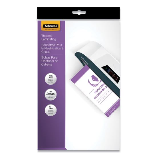 Laminating Pouches, 3 mil, 9" x 14.5", Gloss Clear, 25/Pack1