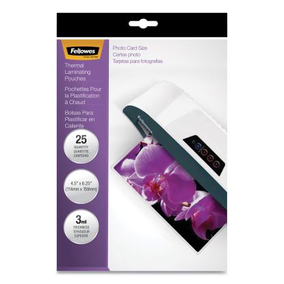 Laminating Pouches, 3 mil, 4.5" x 6.25", Gloss Clear, 25/Pack1