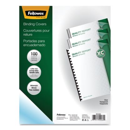 Crystals Transparent Presentation Covers for Binding Systems, Clear, with Square Corners, 11 x 8.5, Unpunched, 100/Pack1