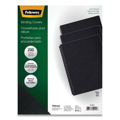 Expressions Linen Texture Presentation Covers for Binding Systems, Black, 11.25 x 8.75, Unpunched, 200/Pack1
