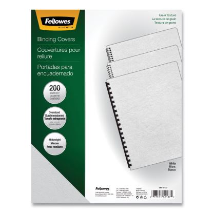 Expressions Classic Grain Texture Presentation Covers for Binding Systems, White, 11.25 x 8.75, Unpunched, 200/Pack1