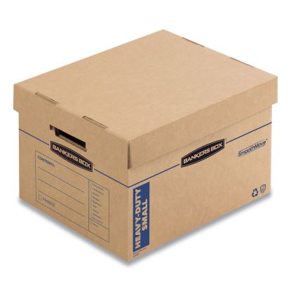 SmoothMove Maximum Strength Moving Boxes, Small, Half Slotted Container (HSC), 15" x 15" x 12", Brown Kraft/Blue, 8/Pack1