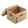 SmoothMove Maximum Strength Moving Boxes, Small, Half Slotted Container (HSC), 15" x 15" x 12", Brown Kraft/Blue, 8/Pack2