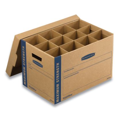 SmoothMove Kitchen Moving Kit, Medium, Half Slotted Container (HSC), 18.5" x 12.25" x 12", Brown Kraft/Blue1