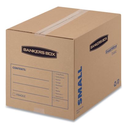 SmoothMove Basic Moving Boxes, Small, Regular Slotted Container (RSC), 16" x 12" x 12", Brown Kraft/Blue, 25/Bundle1
