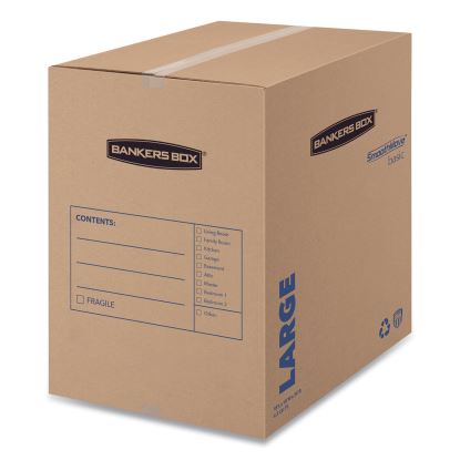 SmoothMove Basic Moving Boxes, Large, Regular Slotted Container (RSC), 18" x 18" x 24", Brown Kraft/Blue, 15/Carton1